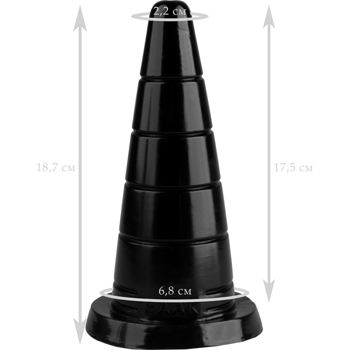 Черный рельефный анальный конус - 18,7 см - 101Х-XX - Фистинг, гиганты. Фотография 2.