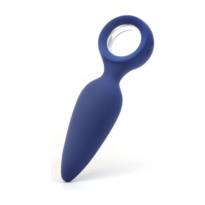 Синяя вибропробка с кольцом Kiss Toy - 12 см