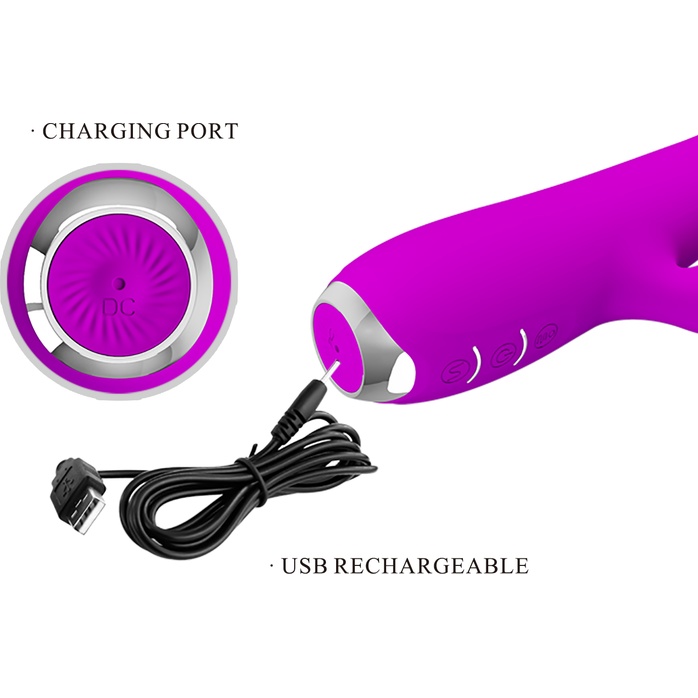 Лиловый вибромассажер-кролик Rachel с имитацией оральных ласк - 19,9 см - Pretty Love. Фотография 7.