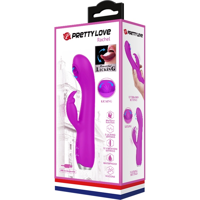 Лиловый вибромассажер-кролик Rachel с имитацией оральных ласк - 19,9 см - Pretty Love. Фотография 8.