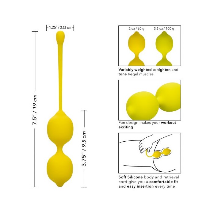Набор вагинальных шариков-лимонов Kegel Training Set Lemon. Фотография 6.