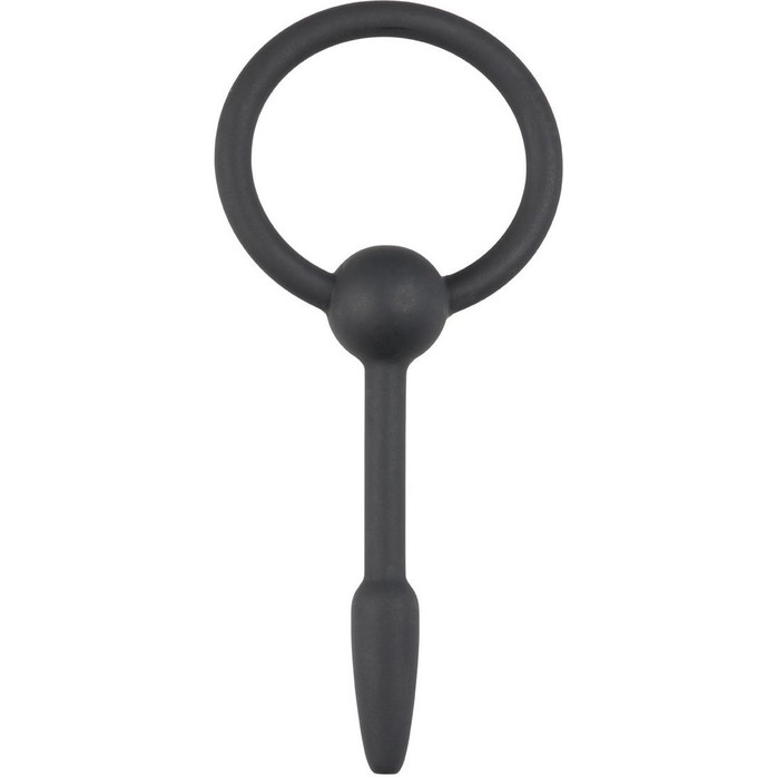 Черный уретральный расширитель Small Silicone Penis Plug With Pull Ring - 10,5 см - Sinner Gear Unbendable