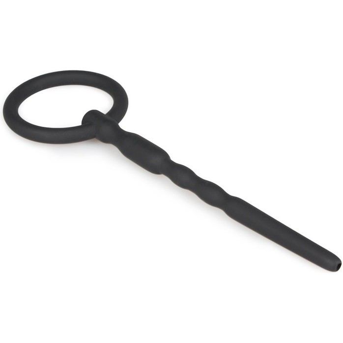 Черный уретральный плаг Silicone Penis Plug With Pull Ring - 13,5 см - Sinner Gear Unbendable. Фотография 2.