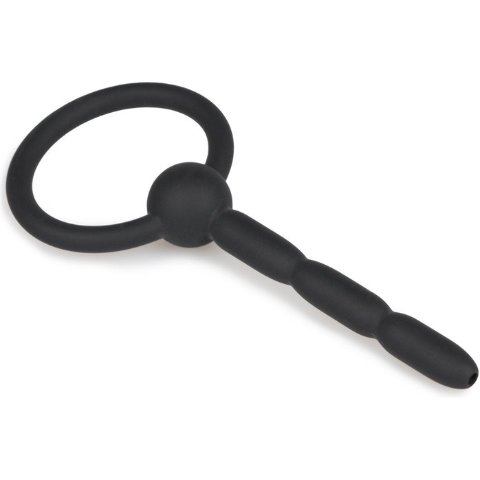 Черный силиконовый уретральный плаг Ribbed Hollow Silicone Penis Plug - 10,5 см - Sinner Gear Unbendable. Фотография 2.
