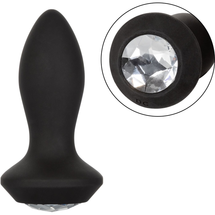 Черная анальная вибропробка с кристаллом Vibrating Petite Crystal Probe - 9,5 см - Power Gem. Фотография 4.