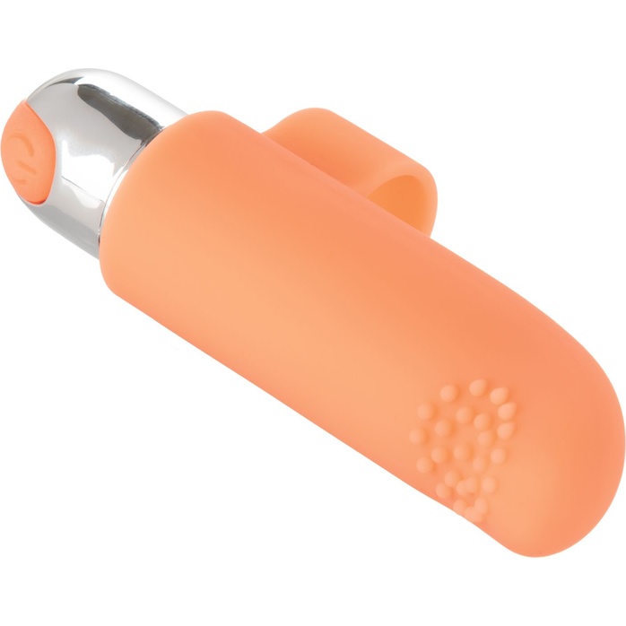 Оранжевая пулька-насадка на палец Finger Tickler - 8,25 см - Intimate Play. Фотография 3.