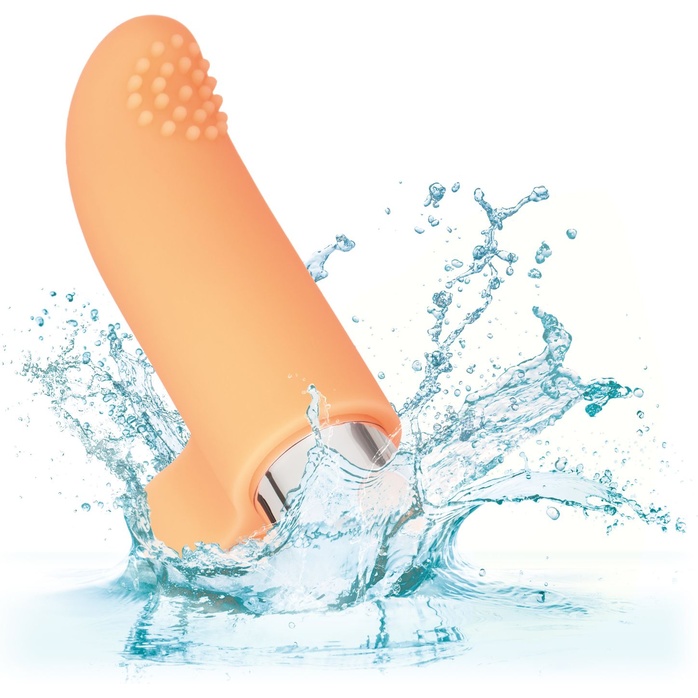Оранжевая пулька-насадка на палец Finger Tickler - 8,25 см - Intimate Play. Фотография 6.