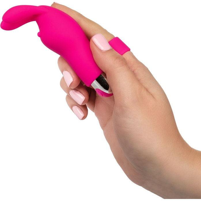Розовая пулька-насадка на палец Finger Bunny - 8,25 см - Intimate Play. Фотография 5.