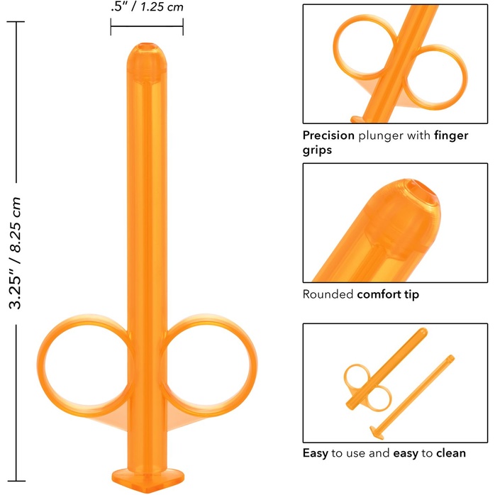 Набор из 2 оранжевых шприцов для введения лубриканта Lube Tube. Фотография 6.