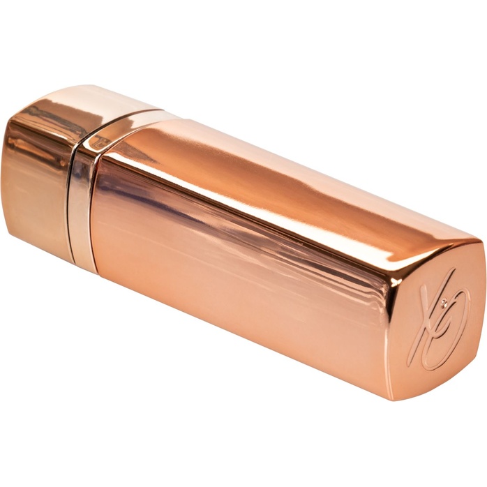 Золотистый вибратор-помада с бежевым мягким кончиком Hide Play Rechargeable Lipstick. Фотография 3.