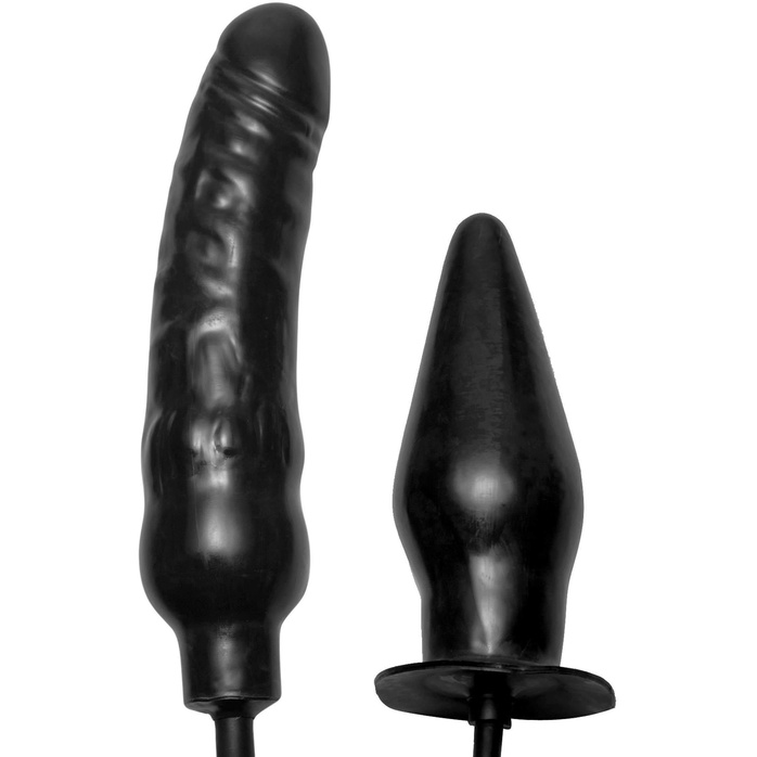 Пробка и фаллос с функцией расширения Deuce Double Penetration Inflatable Dildo and Anal Plug - Master Series. Фотография 2.