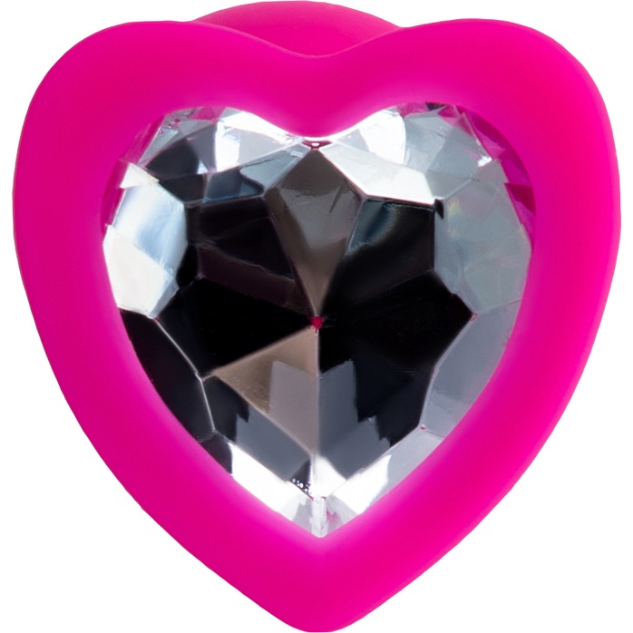 Розовая анальная втулка Diamond Heart с прозрачным кристаллом - 7 см - ToDo. Фотография 6.