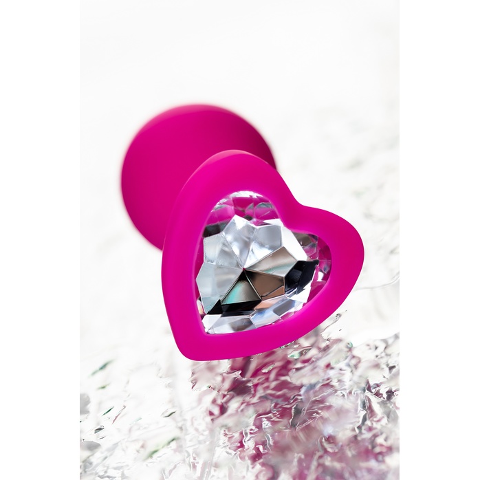 Розовая анальная втулка Diamond Heart с прозрачным кристаллом - 7 см - ToDo. Фотография 9.