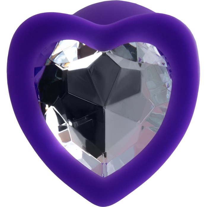 Фиолетовая анальная втулка Diamond Heart с прозрачным кристаллом - 7 см - ToDo. Фотография 7.