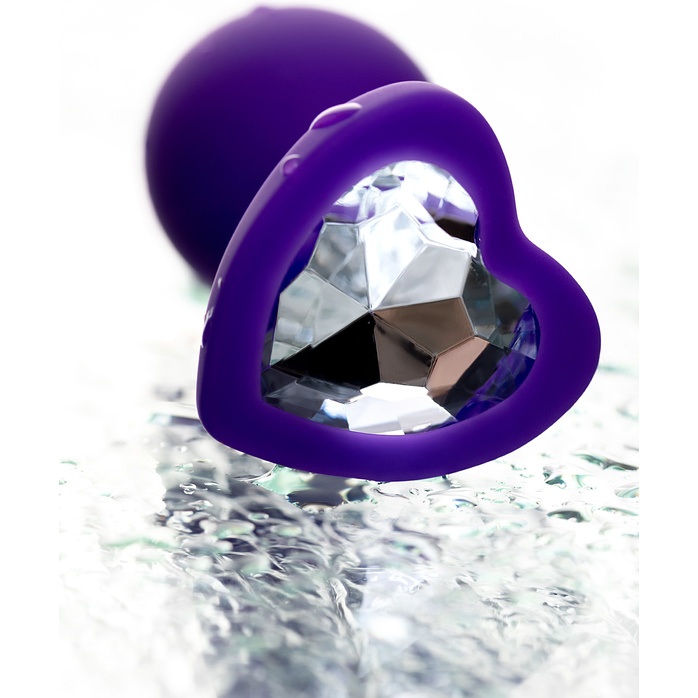 Фиолетовая анальная втулка Diamond Heart с прозрачным кристаллом - 7 см - ToDo. Фотография 8.