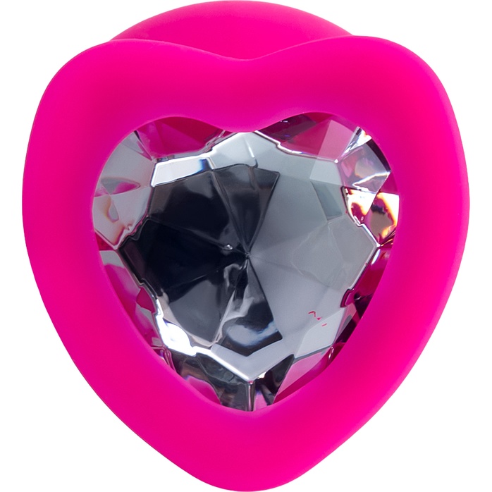 Розовая анальная втулка Diamond Heart с прозрачным кристаллом - 9,5 см - ToDo. Фотография 7.