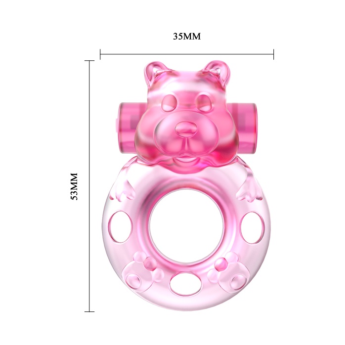 Розовое эрекционное виброкольцо на пенис Pink Bear. Фотография 4.