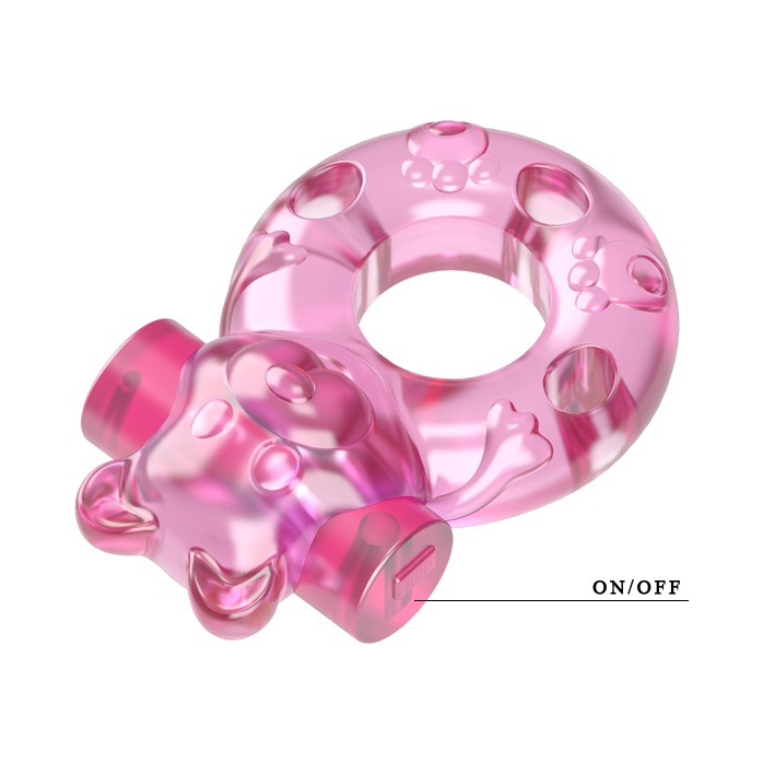 Розовое эрекционное виброкольцо на пенис Pink Bear. Фотография 7.