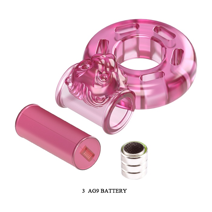 Розовое эрекционное кольцо с вибрацией Pink Bear. Фотография 5.