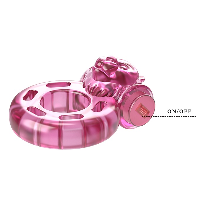 Розовое эрекционное кольцо с вибрацией Pink Bear. Фотография 6.