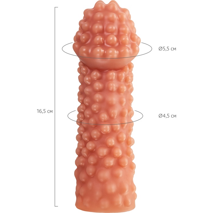 Реалистичная насадка на пенис с бугорками - 16,5 см. Фотография 2.