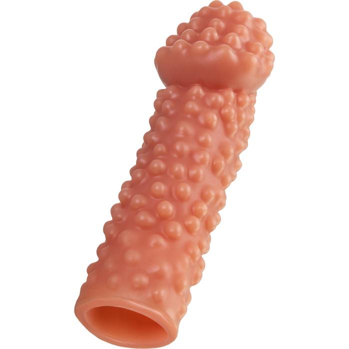 Реалистичная насадка на пенис с бугорками - 16,5 см