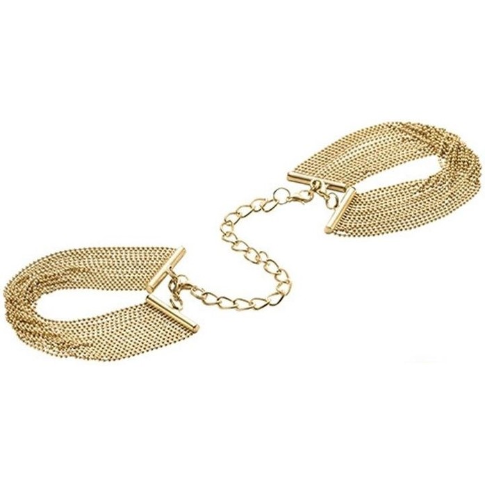 Золотистые браслеты-наручники с цепочкой MAGNIFIQUE. Фотография 2.