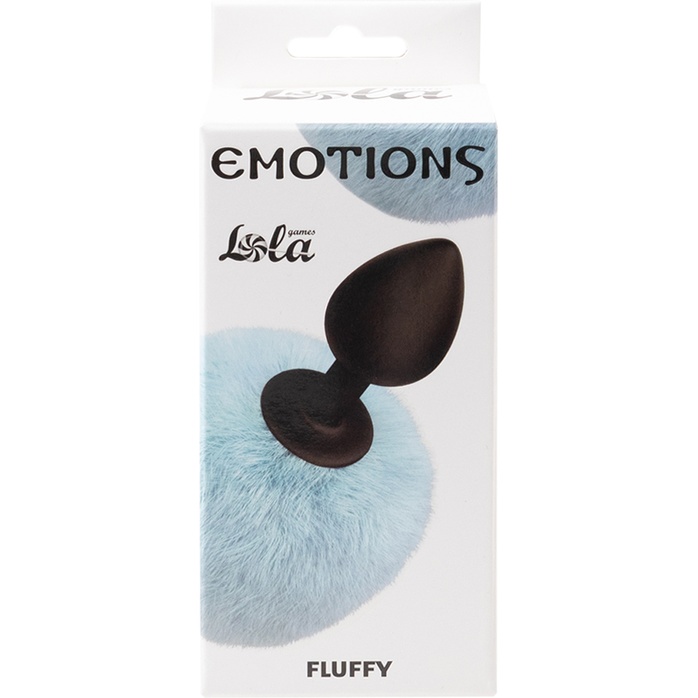 Черная анальная пробка с голубым пушистым хвостиком Fluffy - Emotions. Фотография 3.