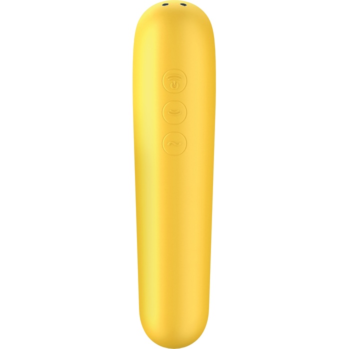 Желтый вакуум-волновой стимулятор клитора Dual Love. Фотография 3.