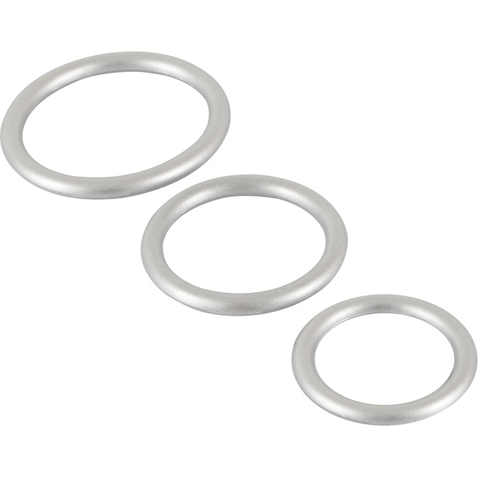 Набор из 3 эрекционных колец под металл Metallic Silicone Cock Ring Set - You2Toys. Фотография 3.
