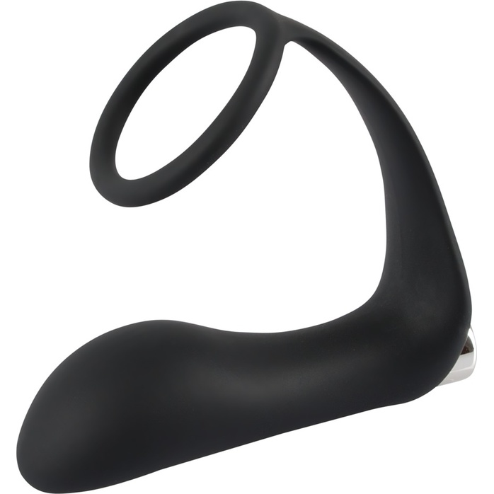 Черное эрекционное кольцо с анальной вибропробкой Vibrating Ring Plug - You2Toys. Фотография 2.