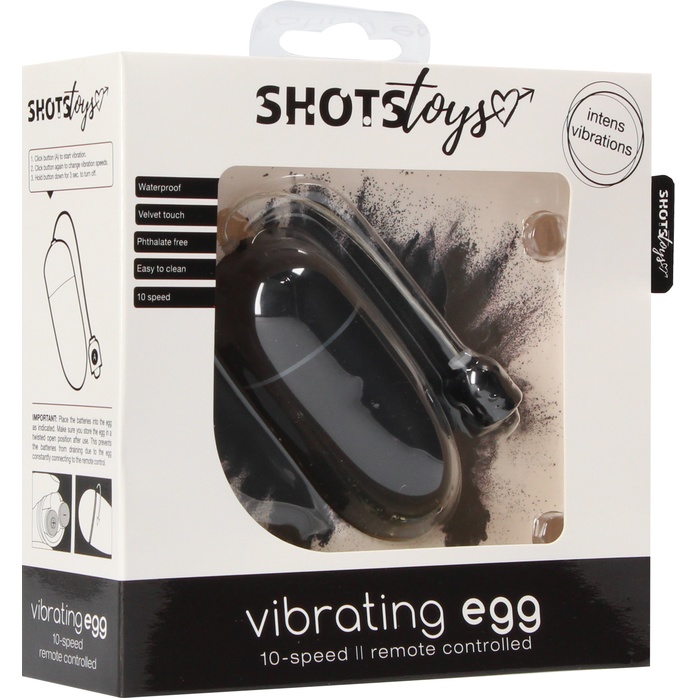 Черное гладкое виброяйцо Vibrating Egg - 8 см - Shots Toys. Фотография 4.