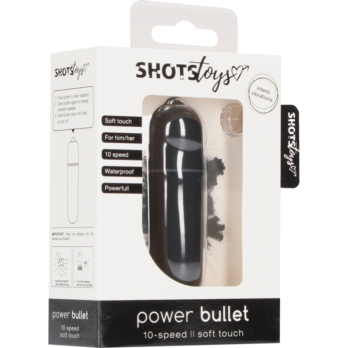 Черная вибропуля Power Bullet - 6,2 см - Shots Toys. Фотография 4.