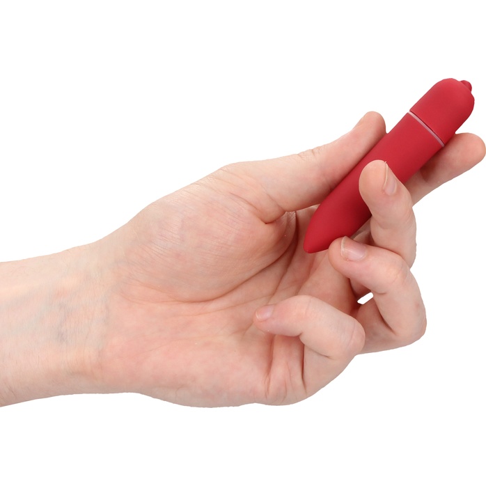 Красная удлинённая вибропуля Power Bullet Black - 8,3 см - Shots Toys. Фотография 2.