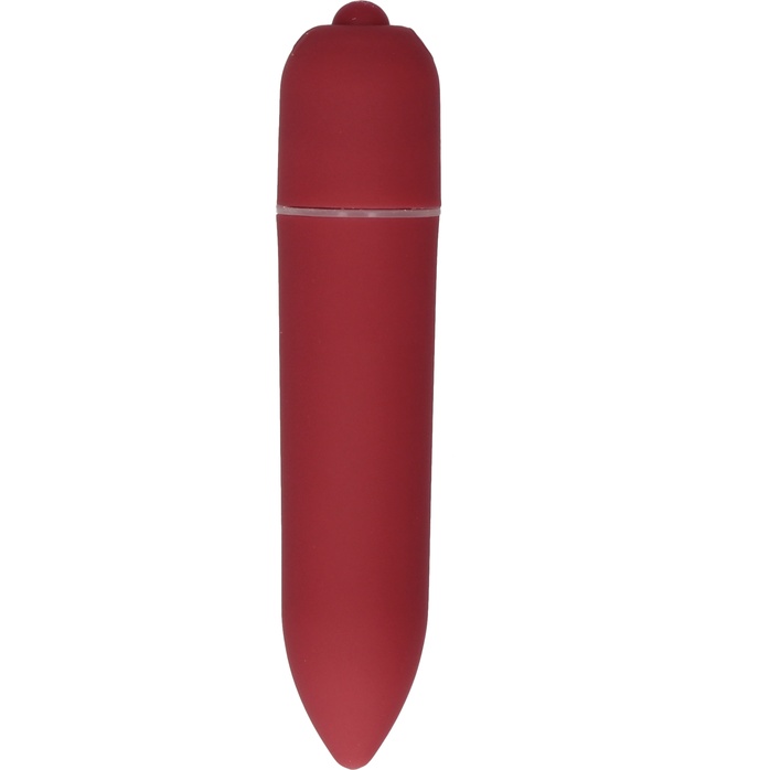 Красная удлинённая вибропуля Power Bullet Black - 8,3 см - Shots Toys