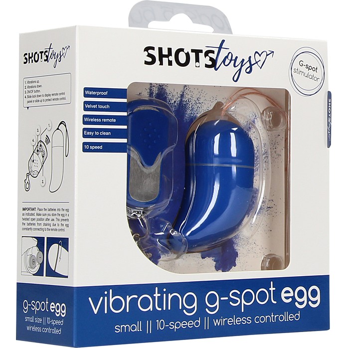 Синее виброяйцо Small Wireless Vibrating G-Spot Egg - Shots Toys. Фотография 6.