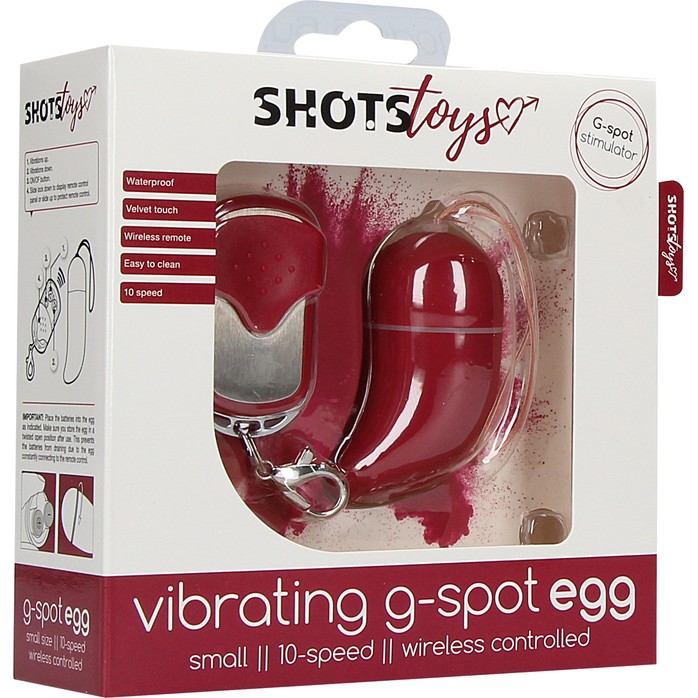 Красное виброяйцо Small Wireless Vibrating G-Spot Egg - Shots Toys. Фотография 6.