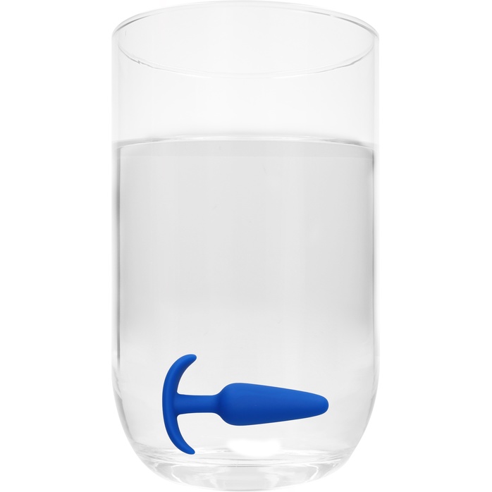 Синяя анальная пробка для ношения Slim Butt Plug - 8,3 см - Shots Toys. Фотография 3.