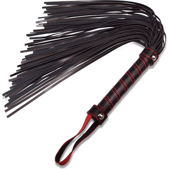 Черная плеть с петлей и контрастной красной строчкой - 45,7 см