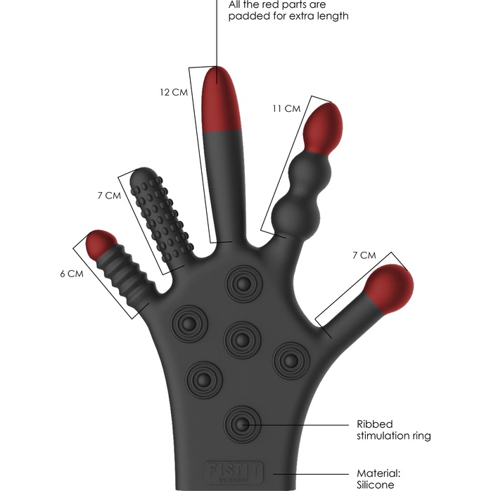 Черная стимулирующая перчатка Stimulation Glove - Fist It. Фотография 3.