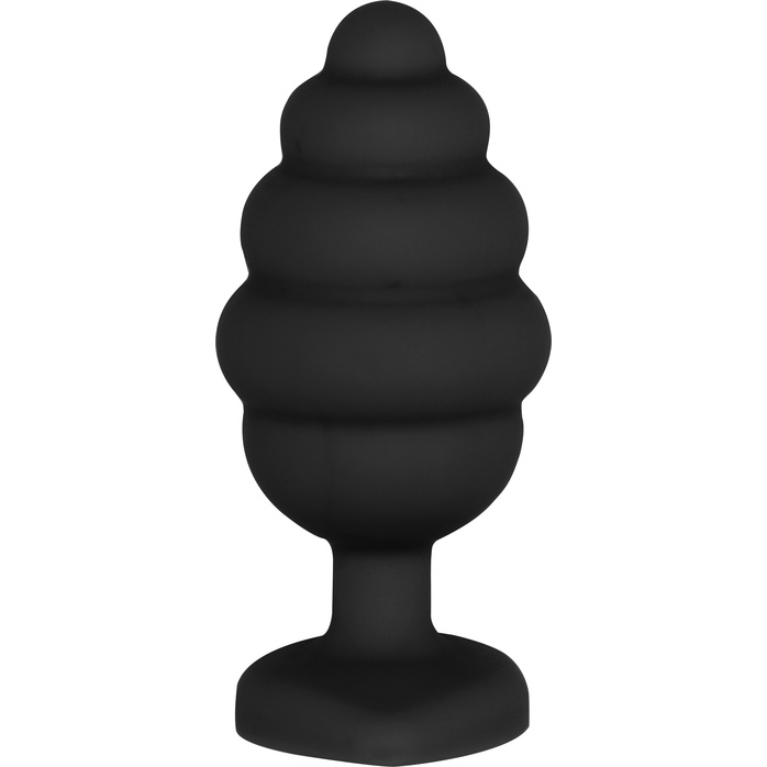 Черная анальная пробка Extra Large Ribbed Diamond Heart Plug - 9,6 см - Ouch!. Фотография 3.