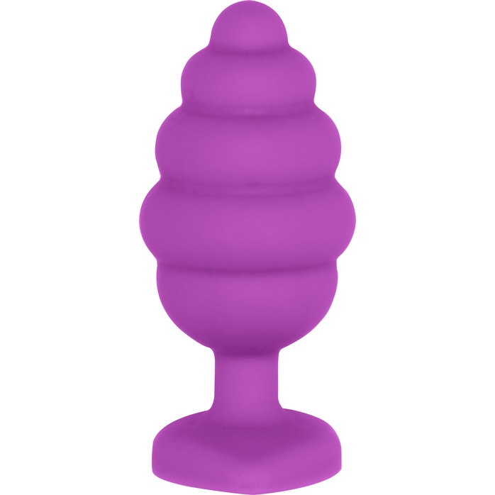 Фиолетовая анальная пробка Extra Large Ribbed Diamond Heart Plug - 9,6 см - Ouch!. Фотография 3.