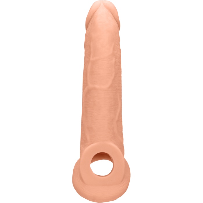 Телесная насадка с кольцом Penis Extender with Rings - 22 см - RealRock. Фотография 3.