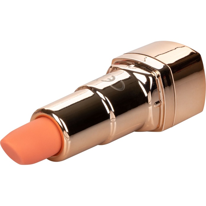 Золотистый вибратор-помада с оранжевым мягким кончиком Hide Play Rechargeable Lipstick. Фотография 3.