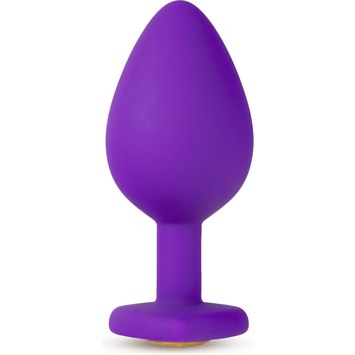 Фиолетовая анальная пробка Bling Plug Medium с золотистым стразом - 8,3 см - Temptasia