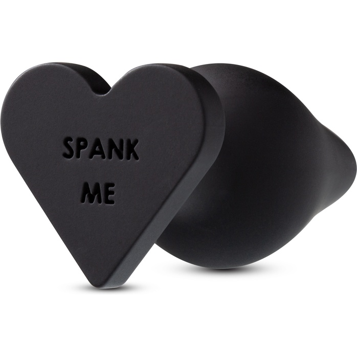 Черная анальная пробка с основанием-сердечком Spank Me Butt Plug - 8,5 см - Temptasia. Фотография 2.