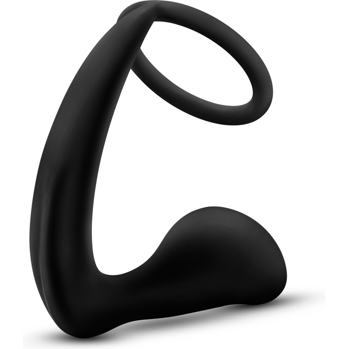 Черное эрекционное кольцо с анальным стимулятором Platinum Cock Ring Plug - Anal Adventures. Фотография 4.