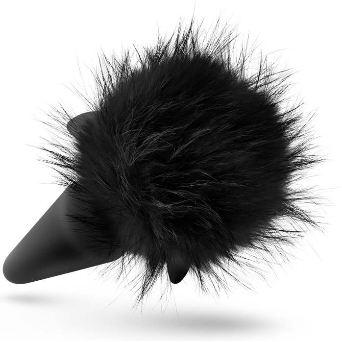 Силиконовая анальная пробка с чёрным заячьим хвостом Bunny Tail Pom Plug - 12,7 см - Temptasia. Фотография 2.