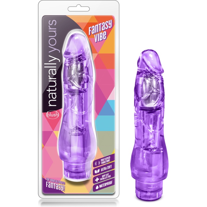 Фиолетовый вибратор-реалистик Fantasy Vibe - 22,8 см - Naturally Yours. Фотография 5.