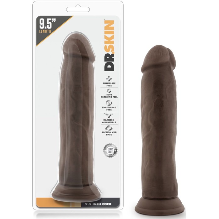 Коричневый фаллоимитатор 9.5 Inch Cock - 22 см - Dr. Skin . Фотография 2.